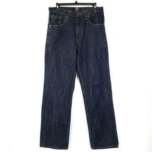 Corked Men's Cotton Mid Rise Straight Leg Denim Jeans Dark Wash Blue Siz…